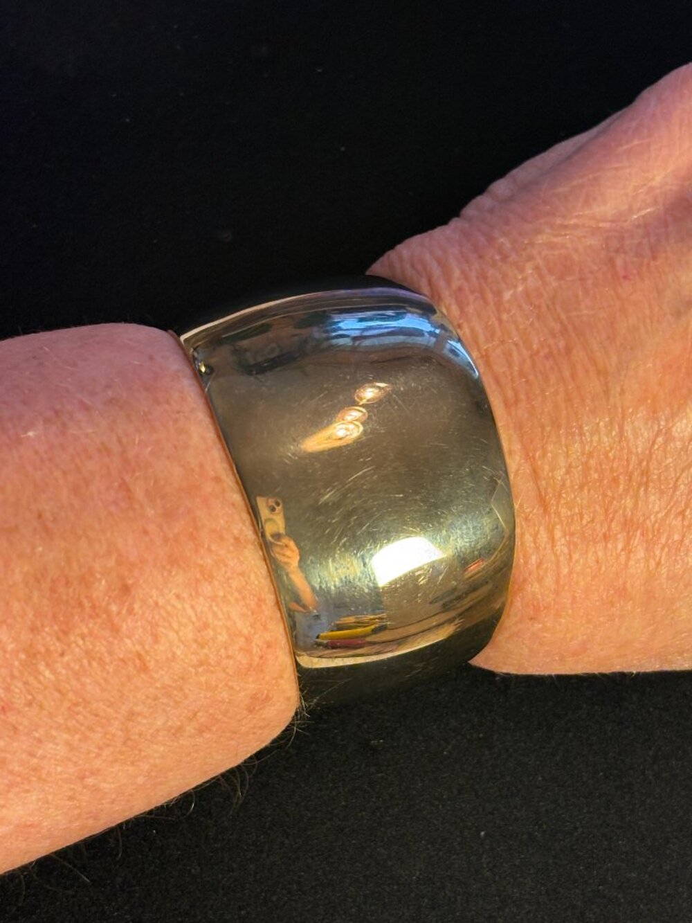 Vintage Park Lane Wide High Polished Gold Tone Cuff Bracelet